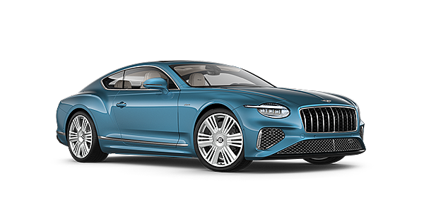 Bentley Tbilisi New Bentley Continental GT Azure coupe front three quarter in Light Windsor Blue paint