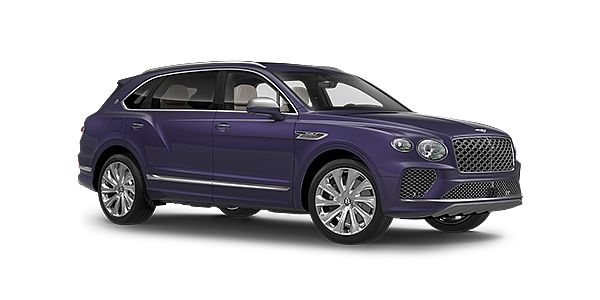 Bentley Tbilisi Bentayga Extended Wheelbase Mulliner luxury SUV front three quarter in Tanzanite Purple paint